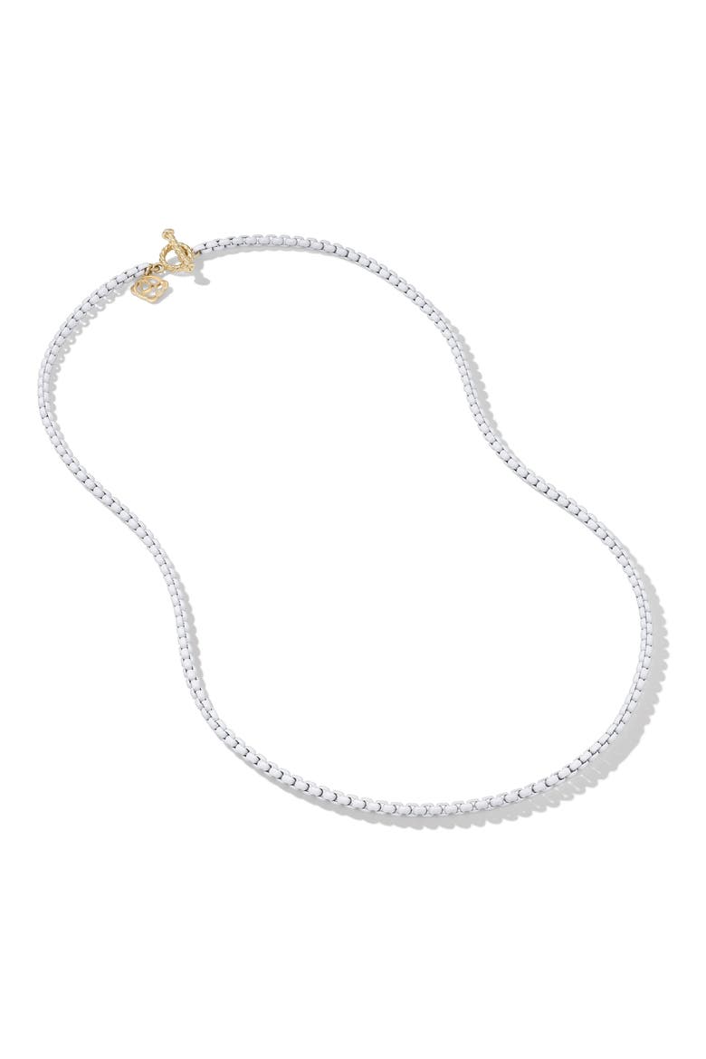 DY Bel Aire Color Box Chain Necklace in Turquoise Acrylic with 14K Yellow Gold, 2.7mm, Alternate, color, SILVER