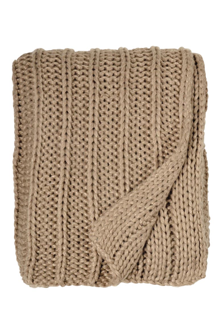 Metallic Rib Knit Throw, Main, color, GOLD