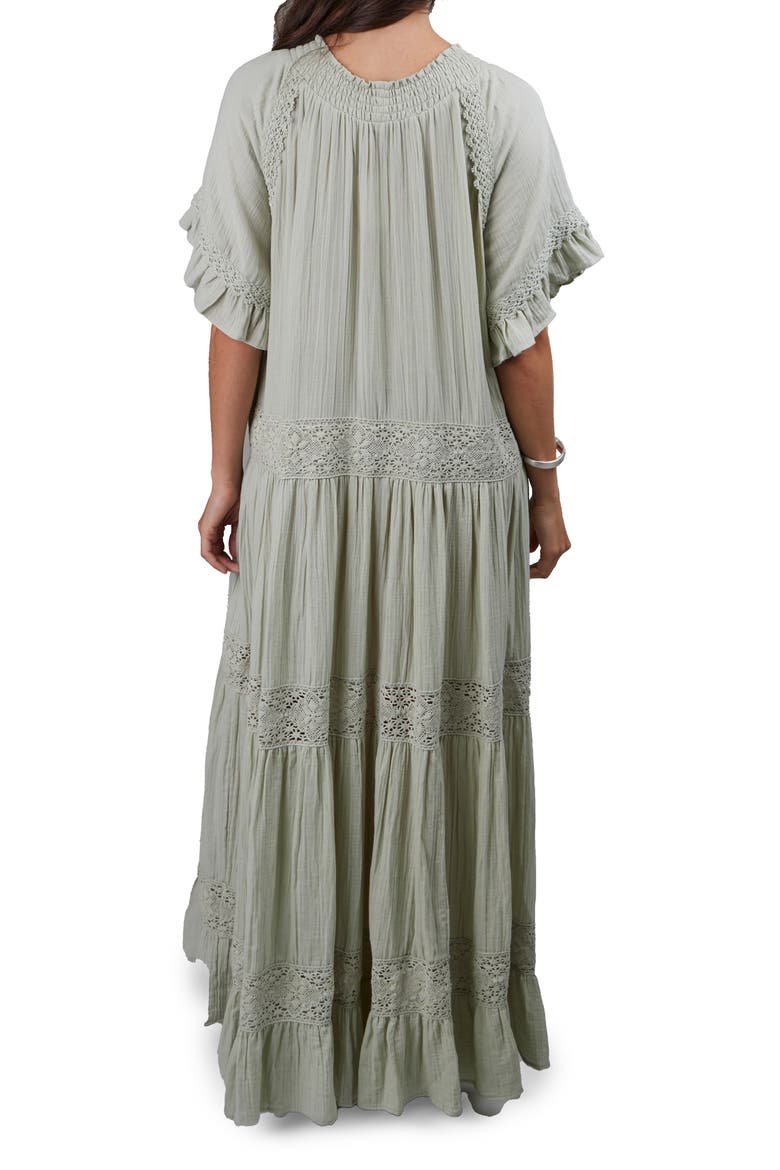 Tiered Cotton Maxi Dress, Alternate, color, SAGE