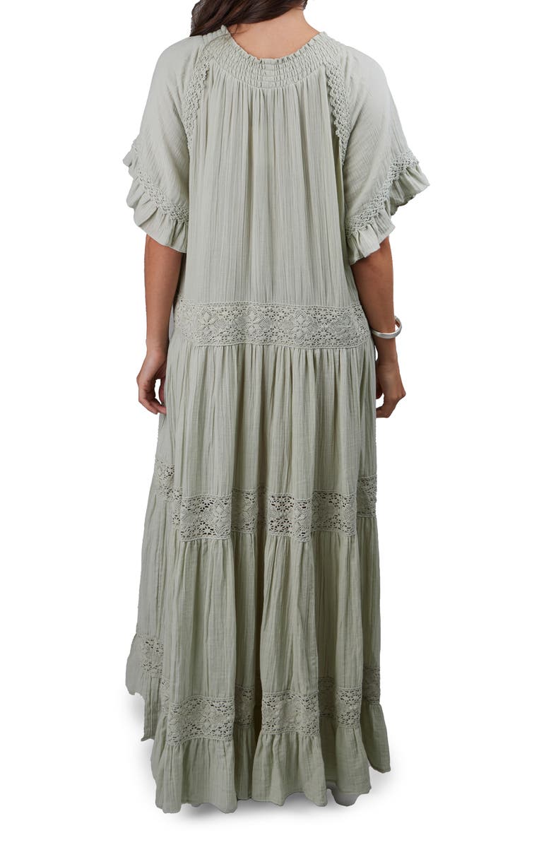 SAACHI Tiered Cotton Maxi Dress, Alternate, color, Sage