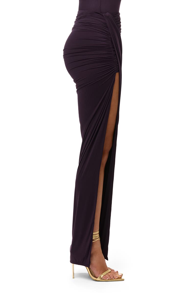 Naked Wardrobe High Slit Maxi Skirt, Alternate, color, Blackberry
