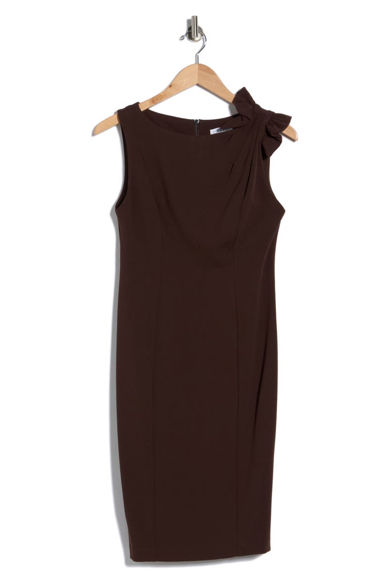 Bow Sheath Dress, Alternate, color, COFFEE BEAN