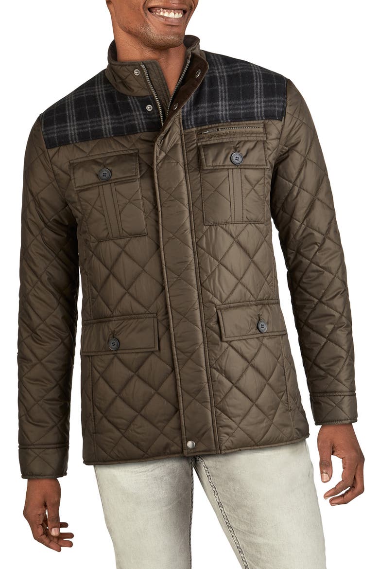 Signature Mixed Media Quilted Jacket, Main, color, OLIVE