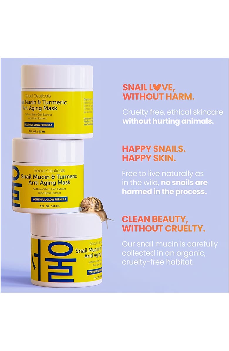 Seoul Ceuticals Korean Skincare Snail Mucin & Turmeric Anti Aging Mask, Alternate, color, Clear
