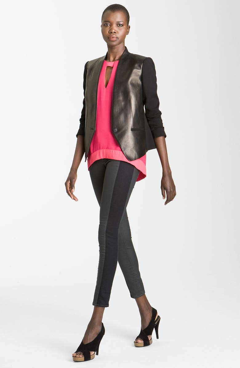 rag & bone 'Pascal' Leather Panel Crepe Jacket, Main, color, 