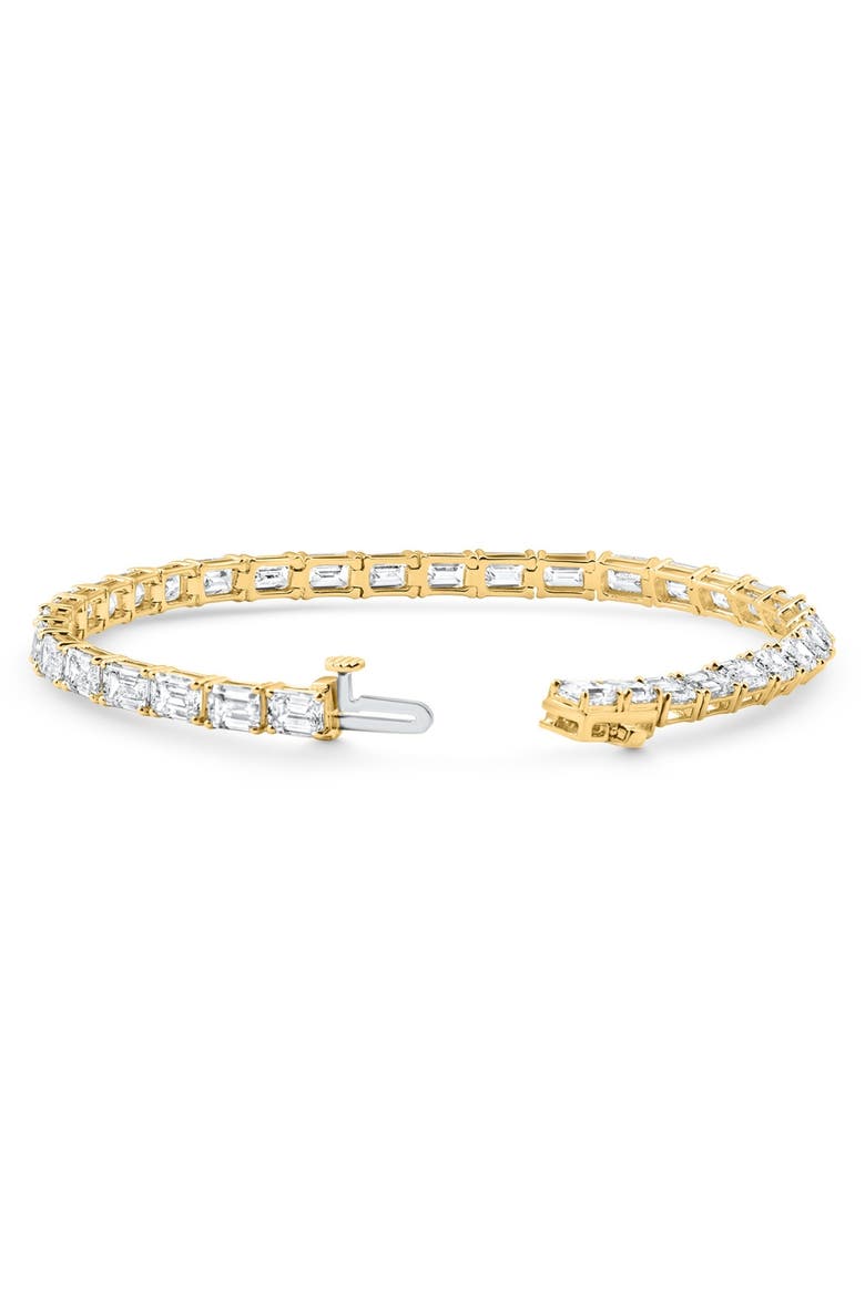 12Ct Emerald Cut Diamond East West Tennis Bracelet 14k Gold Lab Grown, Alternate, color, 14k Yellow Gold