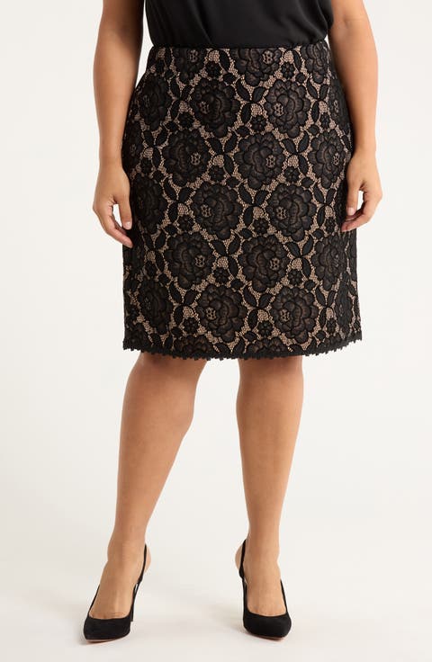 Bonded Lace Miniskirt (Plus)