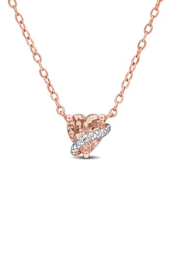 Delmar Morganite & Diamond Heart Pendant Necklace In Pink