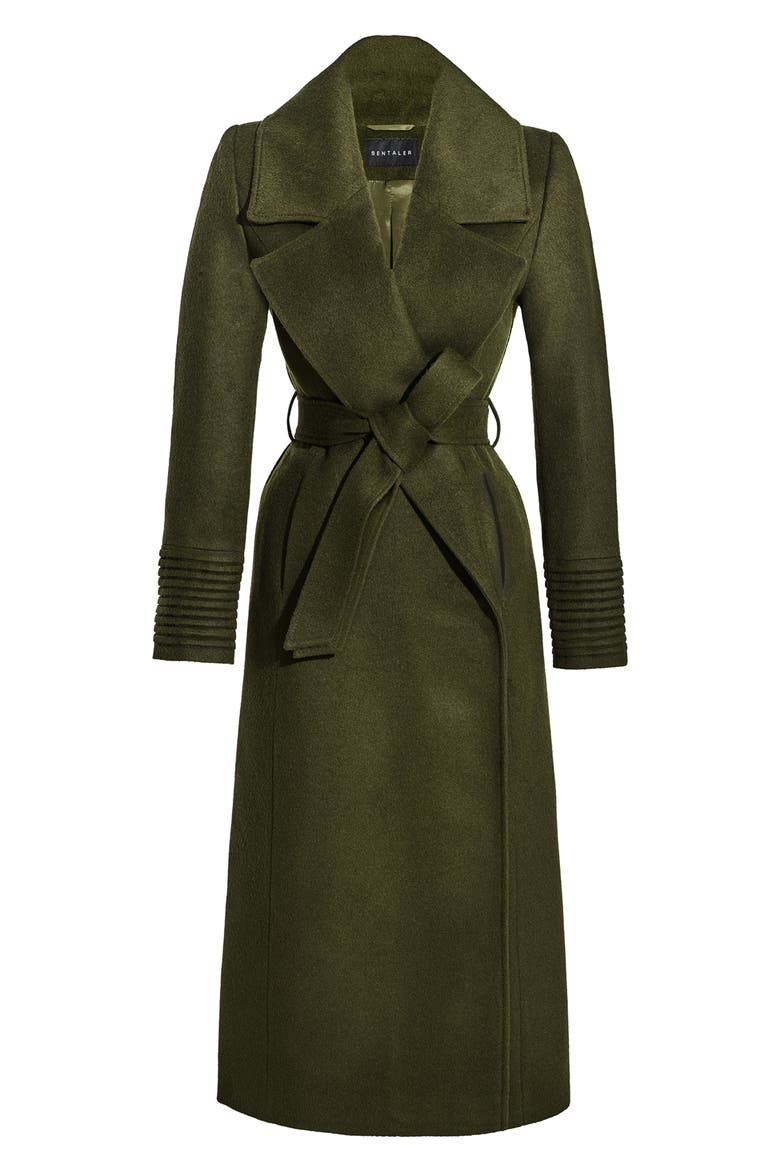 Belted Baby Alpaca & Wool Coat, Alternate, color, OLIVE