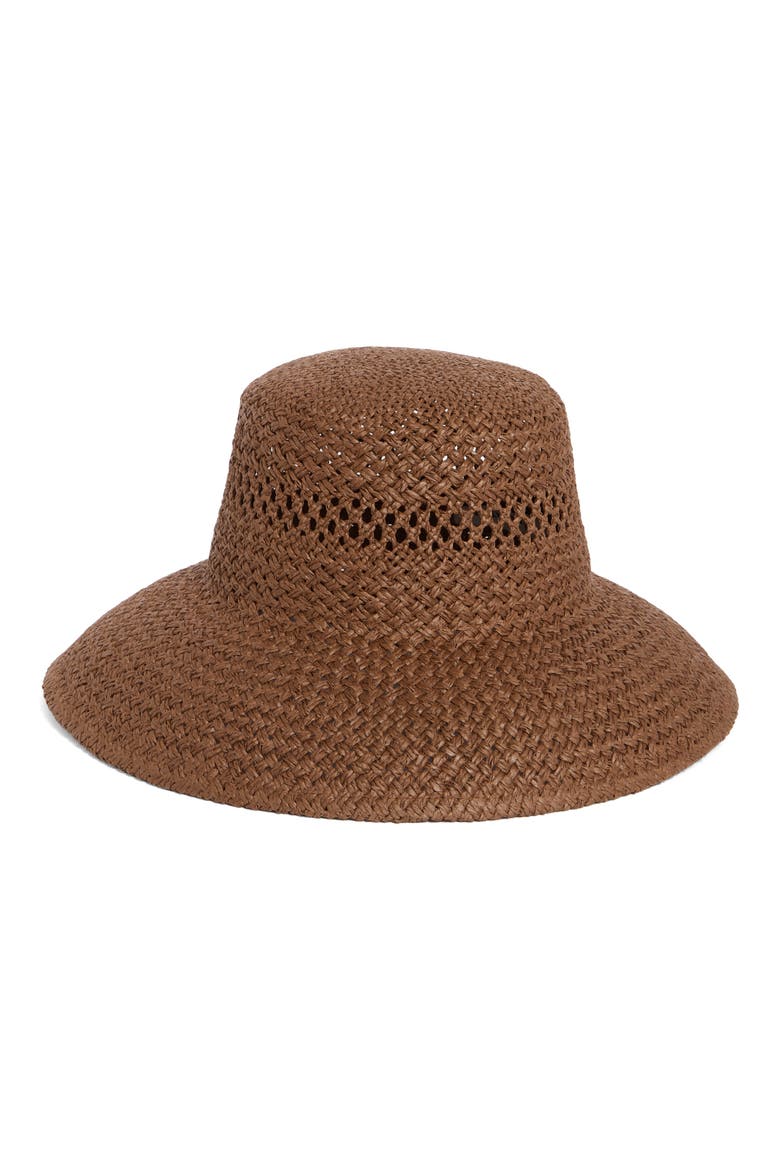 Straw Bucket Hat, Main, color, BROWN