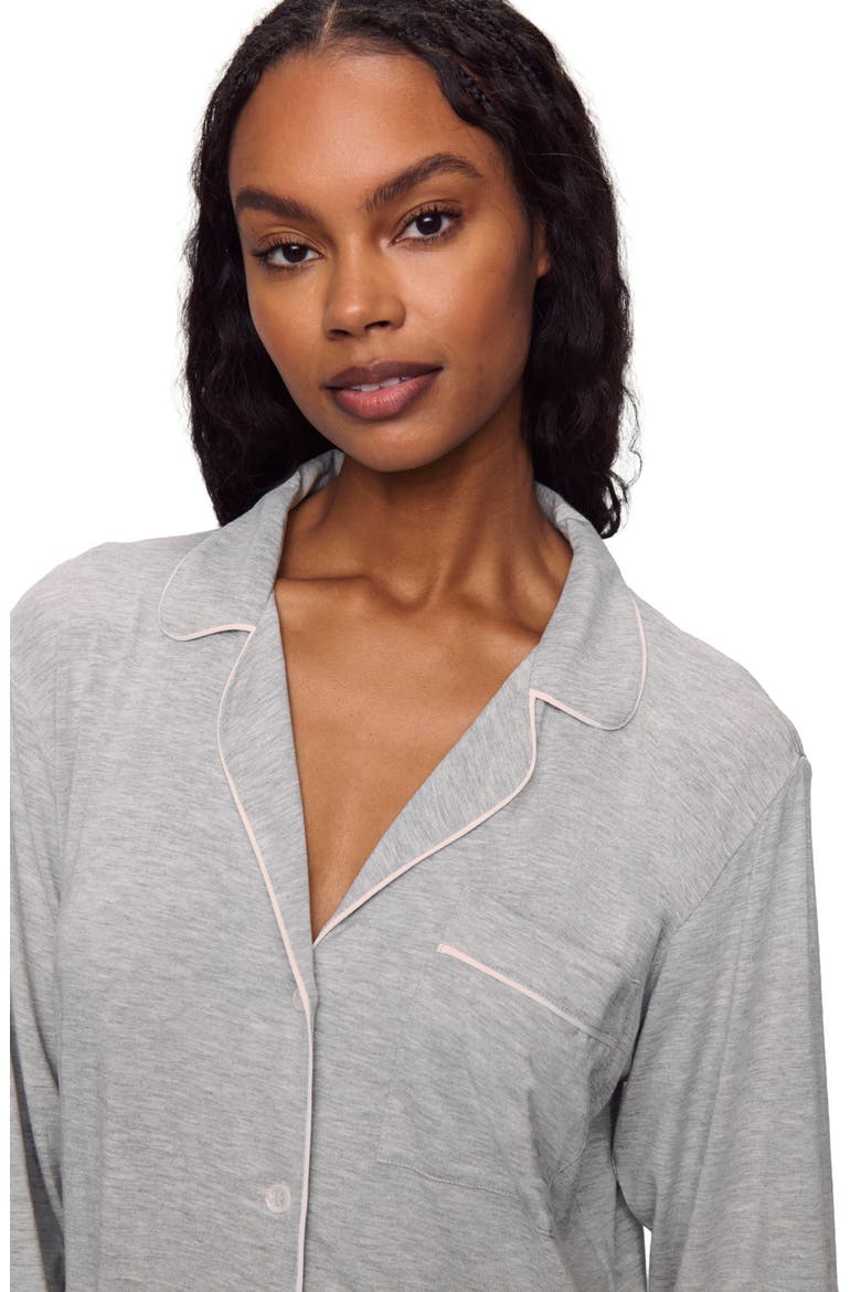 Gisele Jersey Knit Sleep Shirt, Alternate, color, HEATHER GREY/SORBET PINK