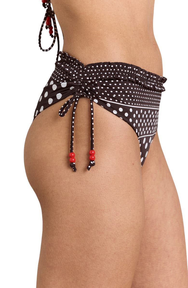 Damson Madder Mixed Dot String Bikini Bottoms, Alternate, color, Black/ White Multi