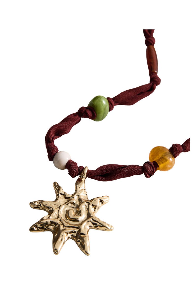Beaded Sun Pendant Necklace, Alternate, color, GOLD