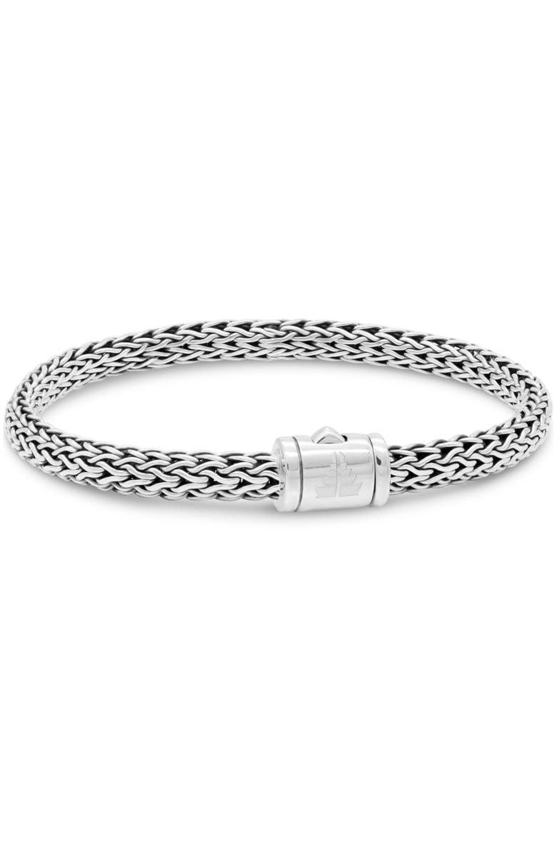 DEVATA Dragon Bone Oval 6mm Chain Bracelet in Sterling Silver, Main, color, Silver