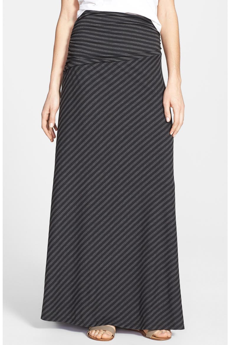 Long Stripe Skirt, Main, color, CHARCOAL/ BLACK STRIPE