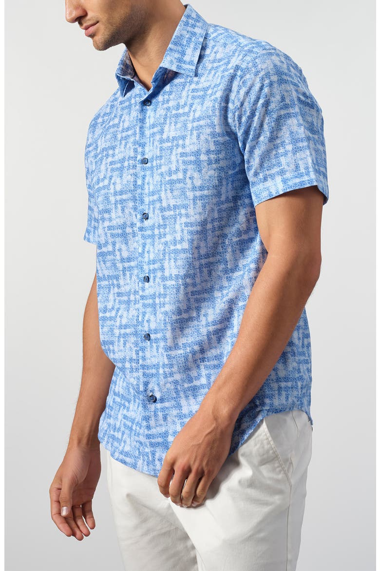 Linen & Cotton Blend Button-Up Shirt, Alternate, color, LAKE