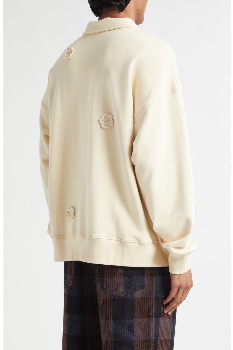 Daisy Appliqué Quarter Zip Sweatshirt, Alternate, color, IVORY