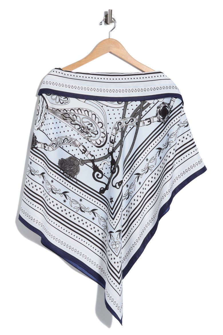 Chain Print Satin Poncho, Alternate, color, WHITE
