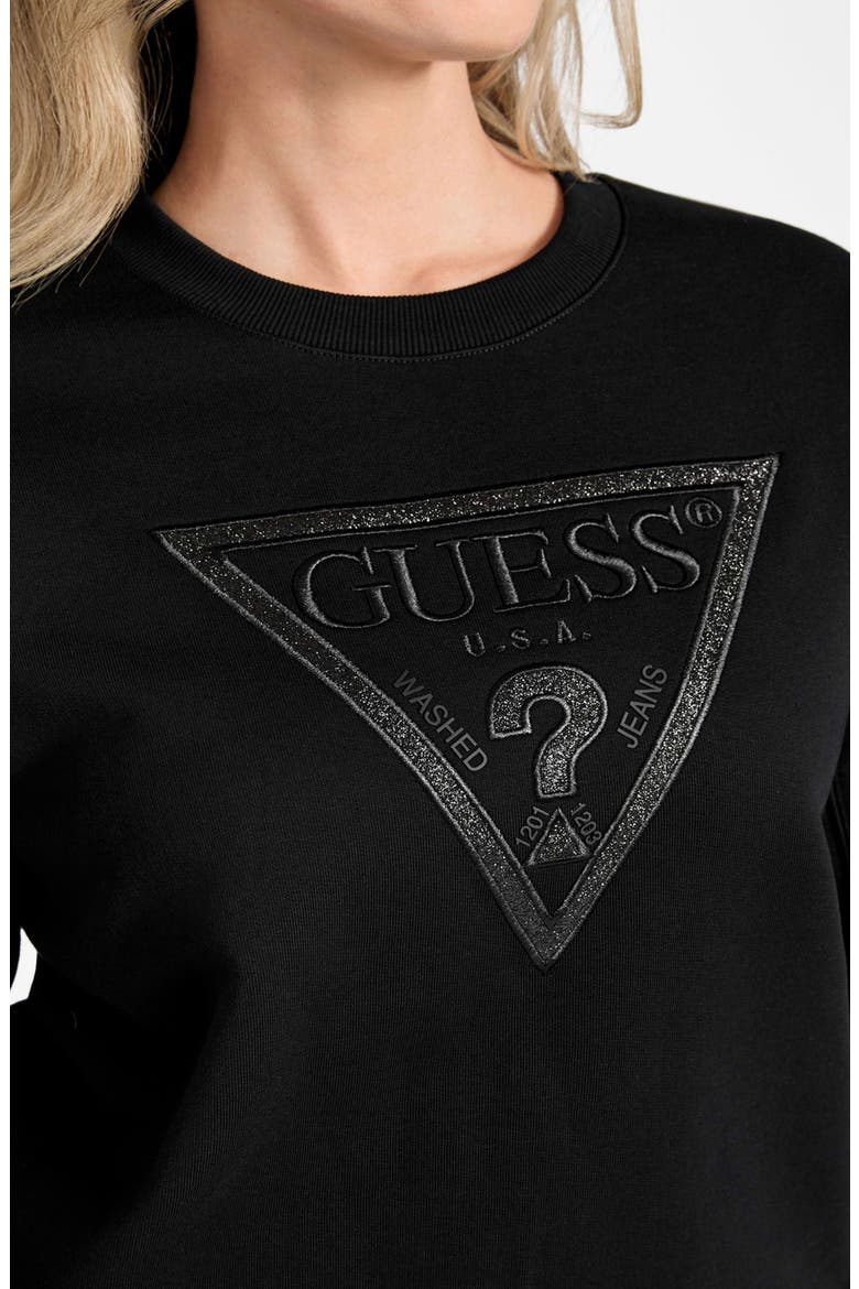 Logo Embellished Organic Cotton Graphic Sweatshirt, Alternate, color, BLACK-BLACK