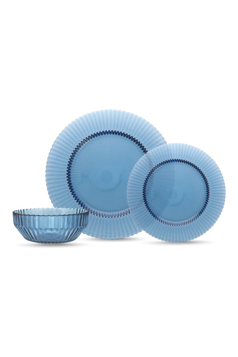 Archie 12-Piece Glass Dinnerware Set, Main, color, CORNFLOWER