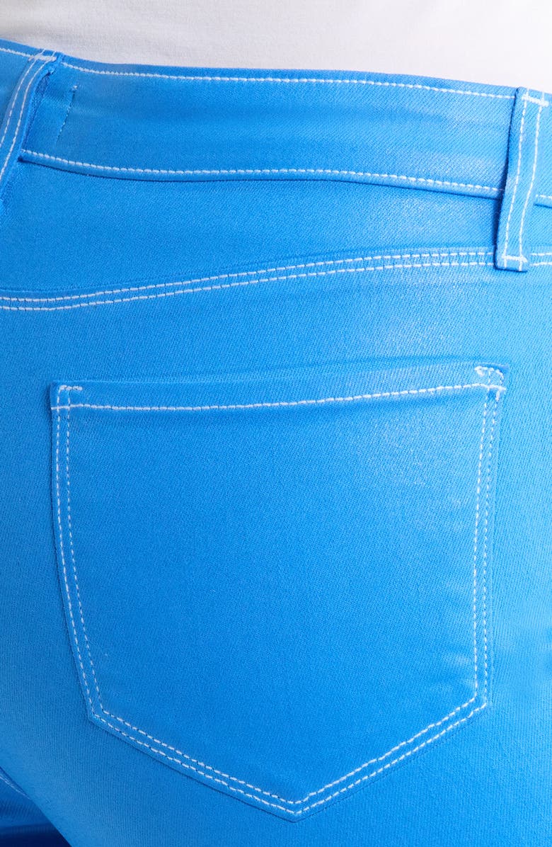 L'AGENCE Tati High Waist Coated Crop Micro Bootcut Jeans, Alternate, color, Regatta Blue/ White