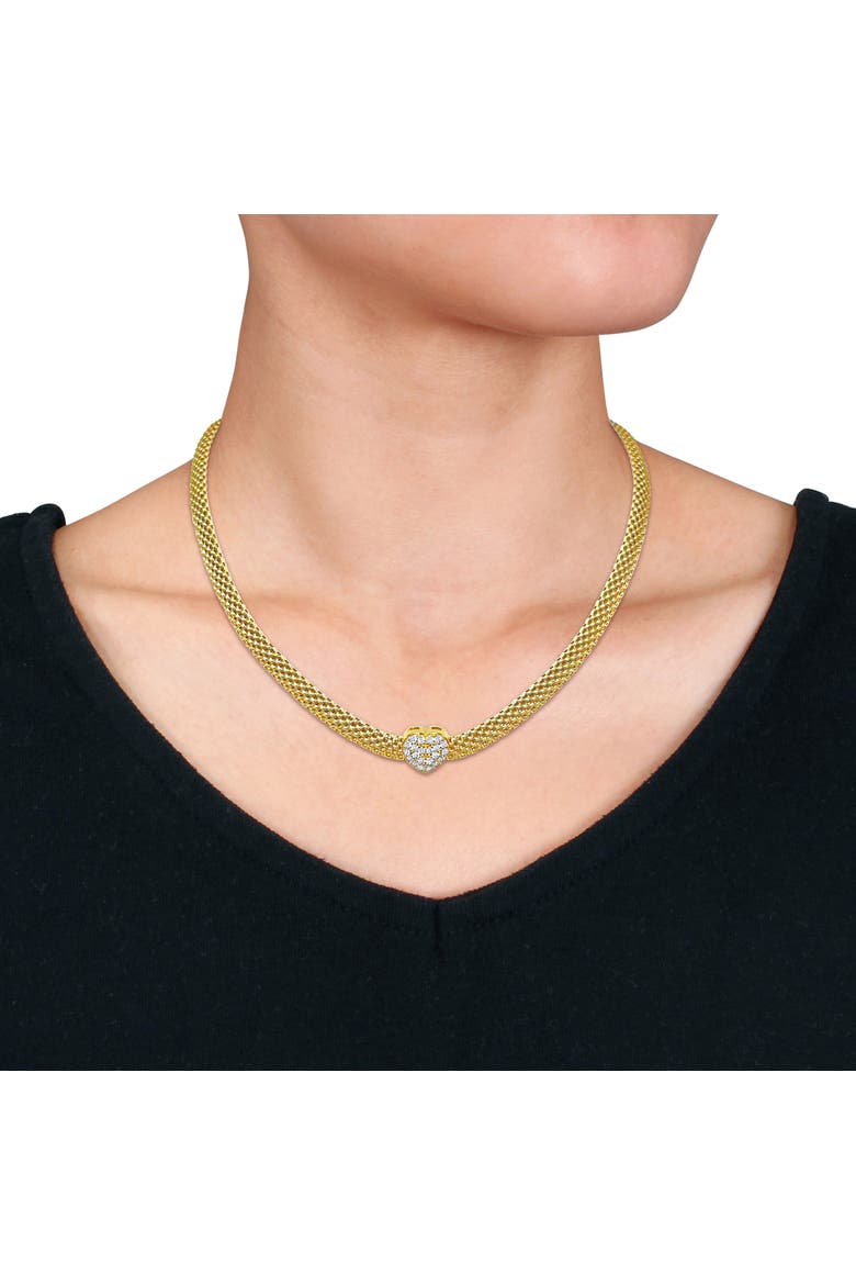 3/4 CTW Cubic Zirconia Heart Necklace, Alternate, color, Yellow-Plated