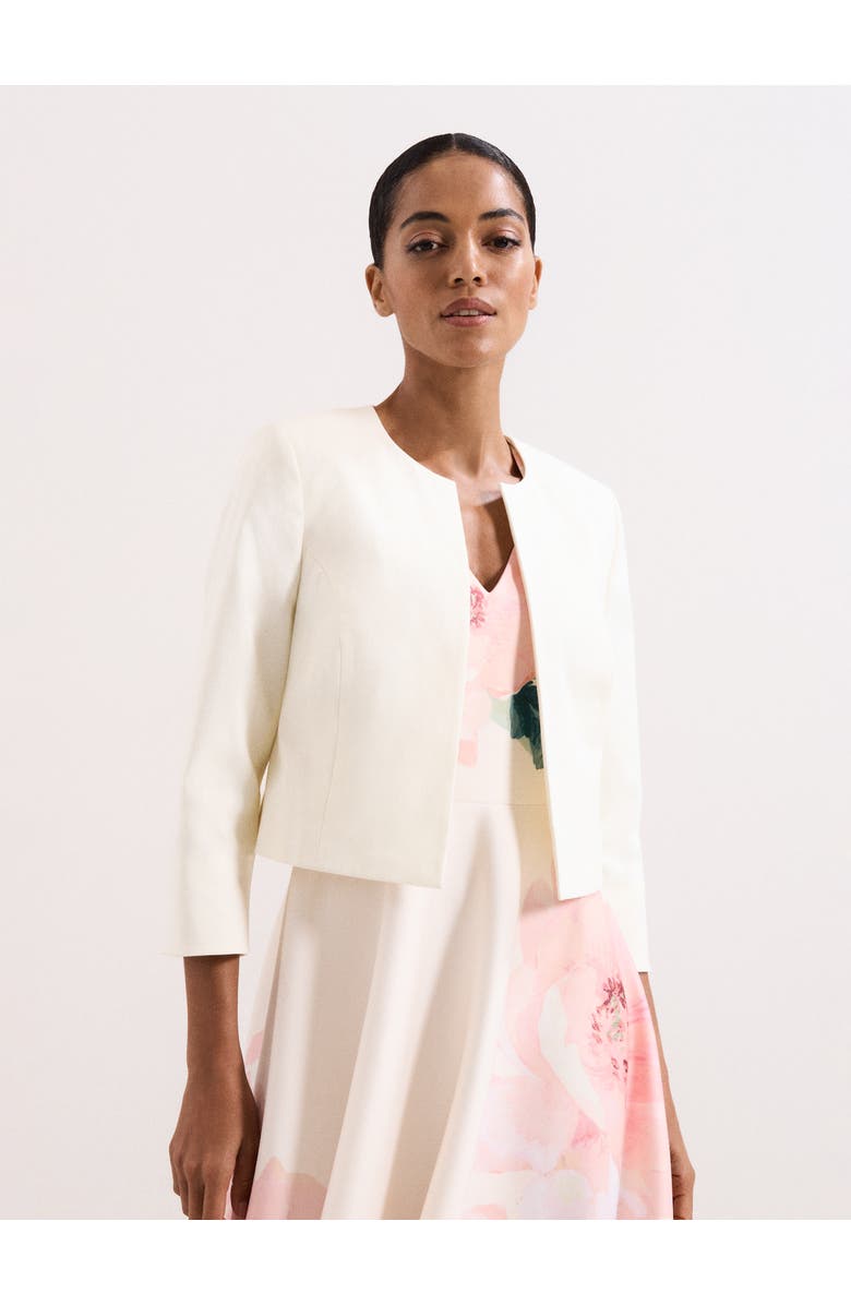 Phase Eight Cropped Round Neck Jacket, Main, color, Cream