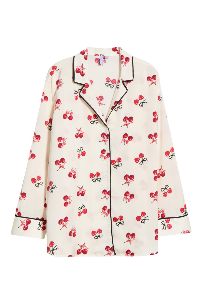 Dream Satin Pajama Shirt, Alternate, color, JET STREAM CHERRY
