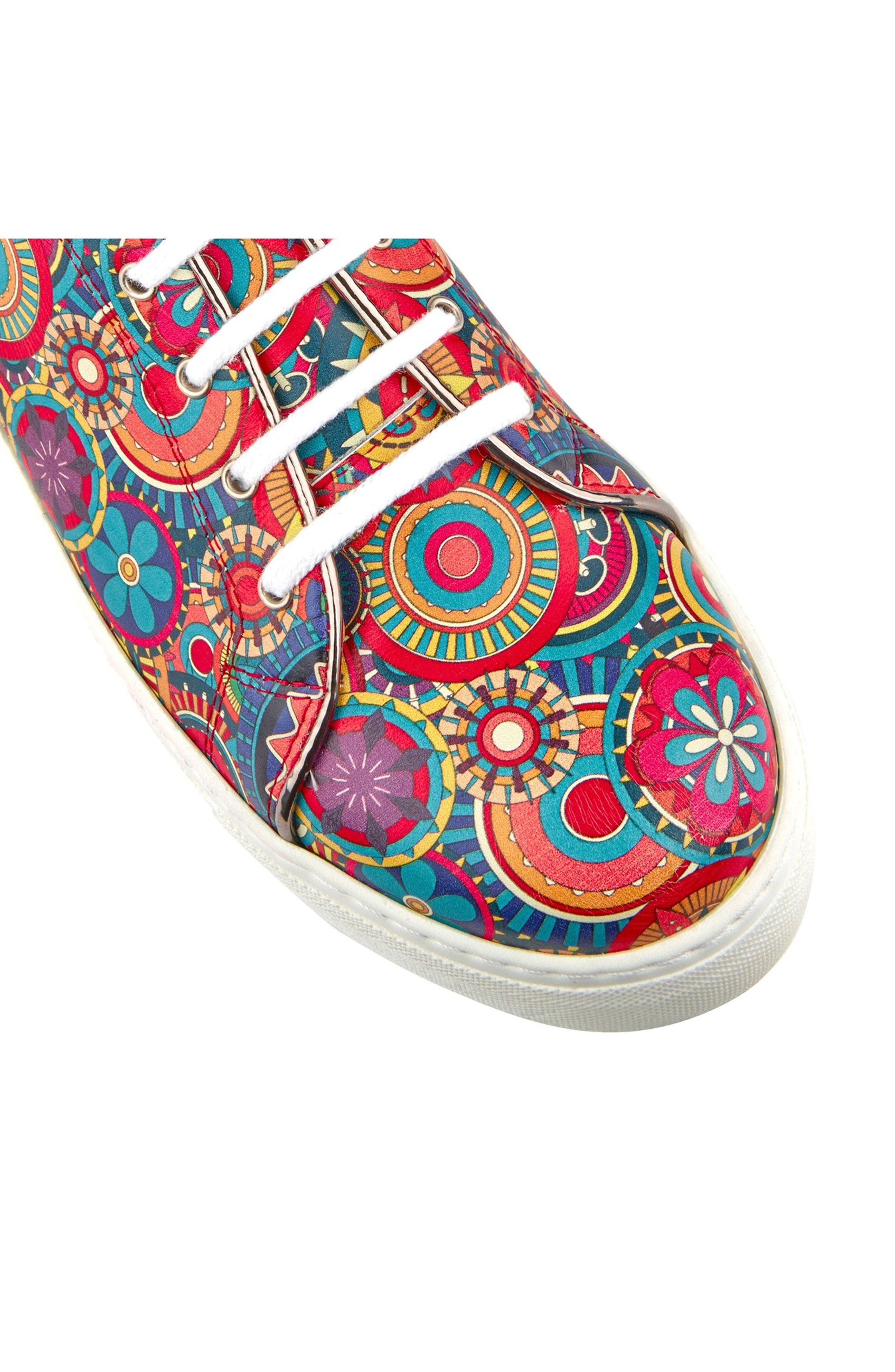 Camila Water Resistant Lace-Up Sneaker, Alternate, color, BLUE MULTI PATTERN