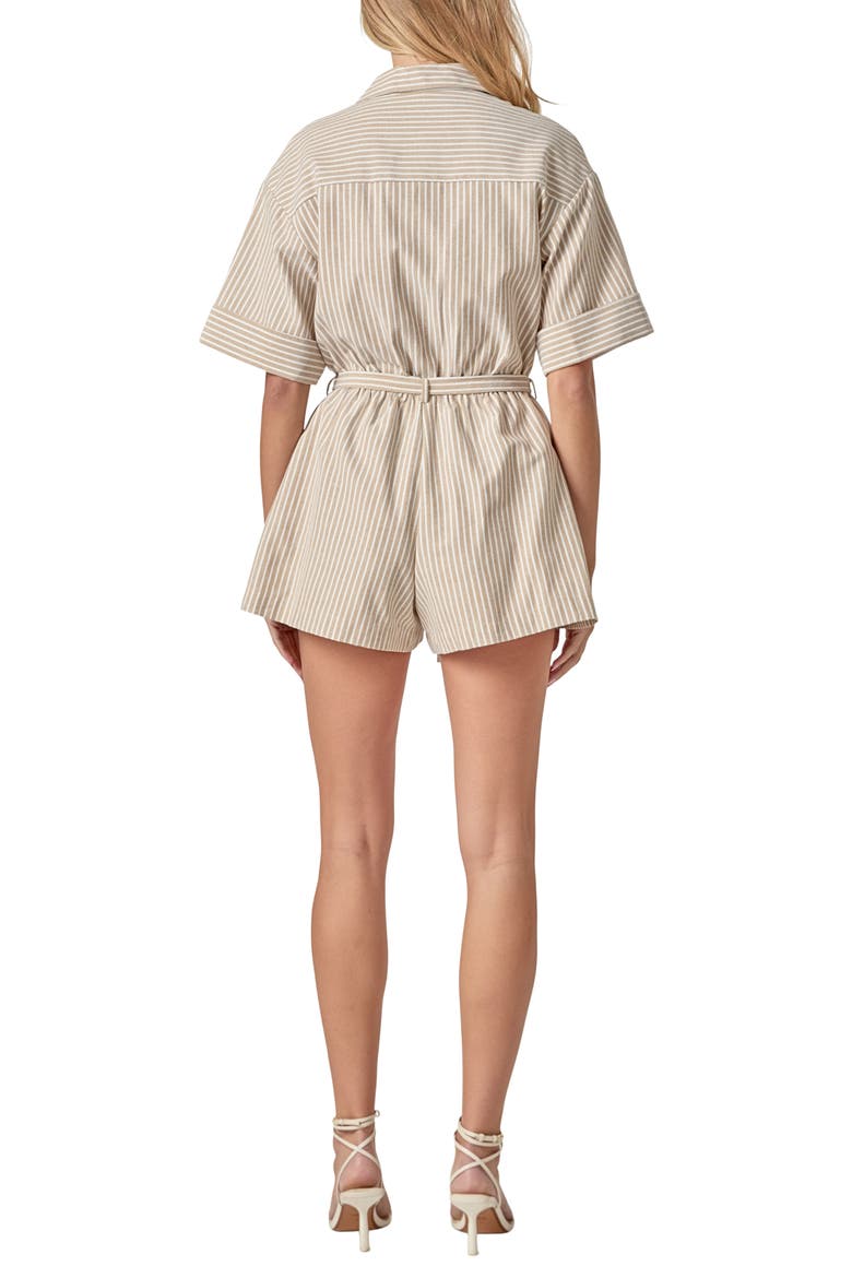 Stripe Cotton Blend Romper, Alternate, color, TAN STRIPE