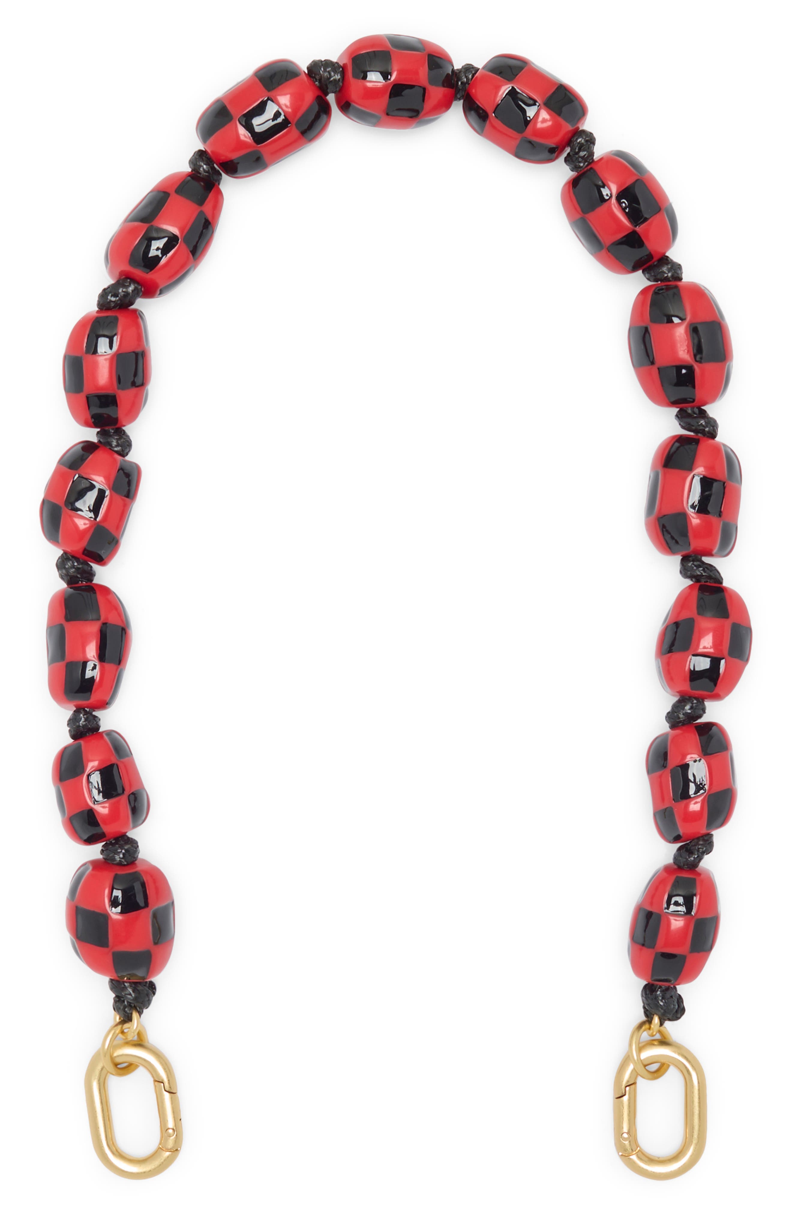 Clare V. Checker Shortie Strap, Main, color, Black/ Red