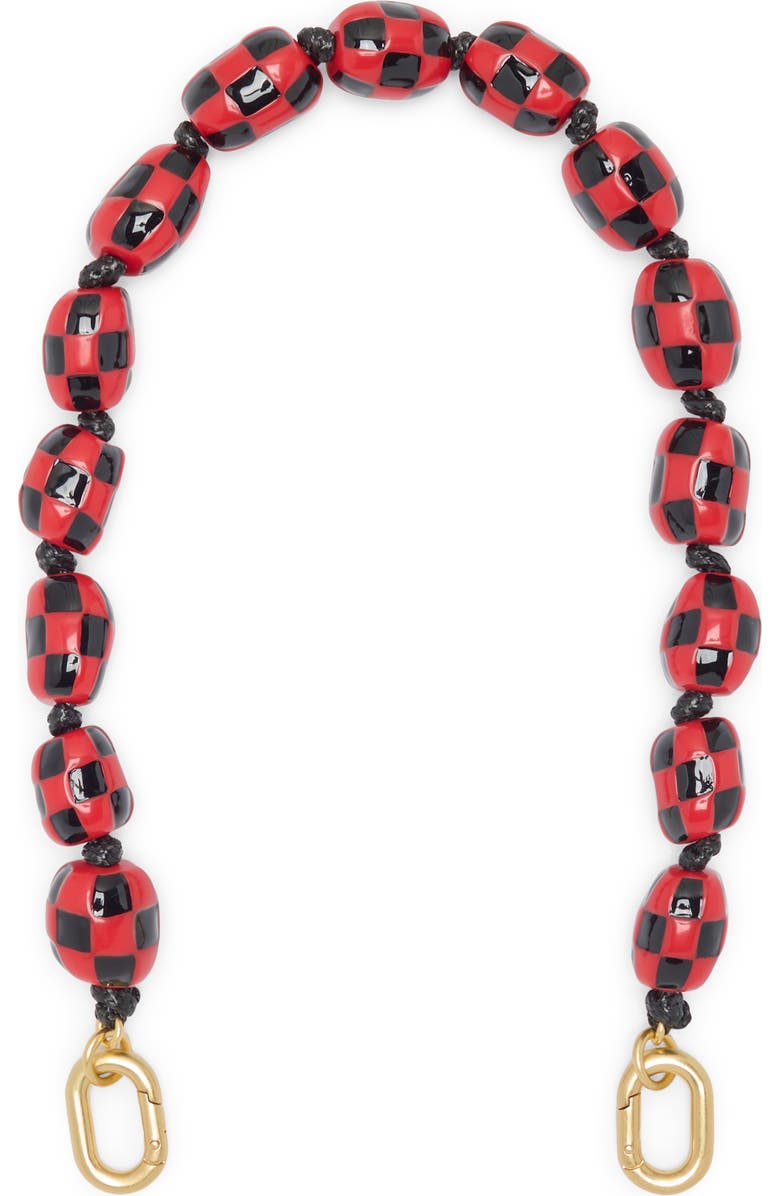 Clare V. Checker Shortie Strap, Main, color, Black/ Red