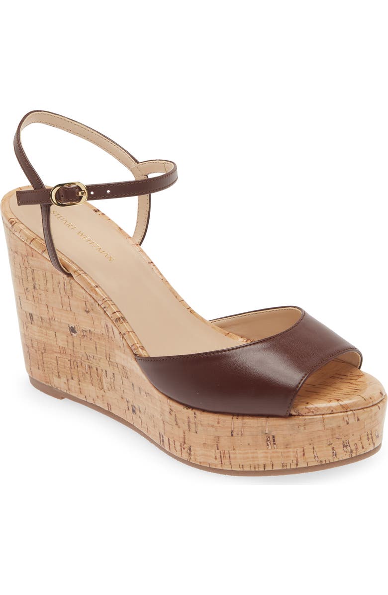 Stuart Weitzman Palmina Platform Wedge Sandal, Main, color, Mahogany
