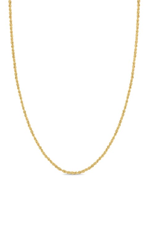 14k Gold Rope Chain Necklace