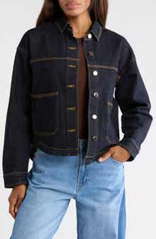 Curved Hem Denim Shirt Jacket