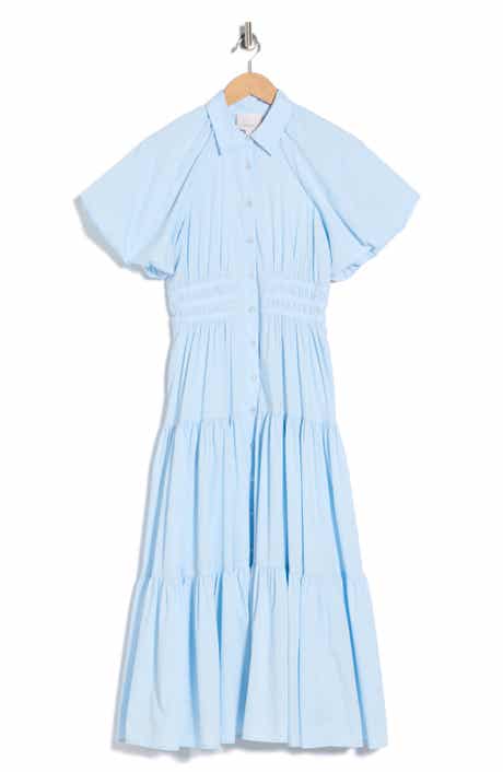 Cinq à Sept Maggio Puff Sleeve Stretch Poplin Midi Dress