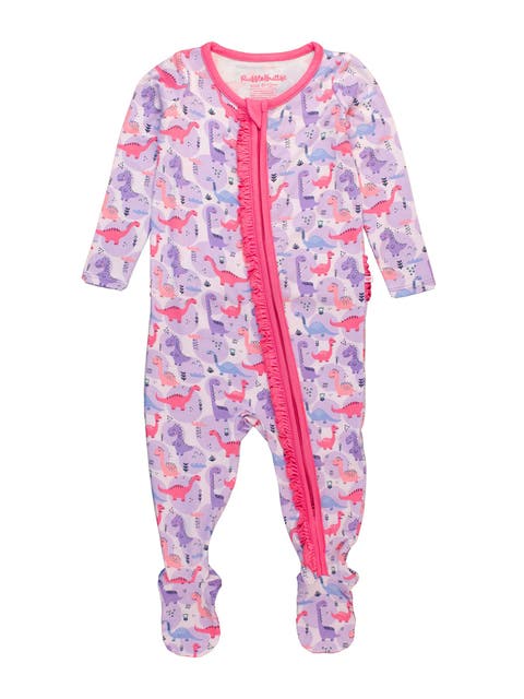 SoftSnooze Baby Girls Ruffle One Piece Footie Pajamas