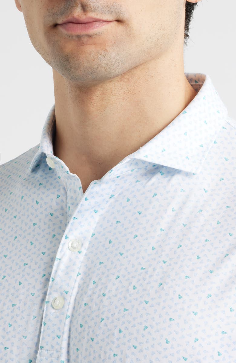 johnnie-O Backcourt Shuttlecock Print Featherweight Performance Polo, Alternate, color,