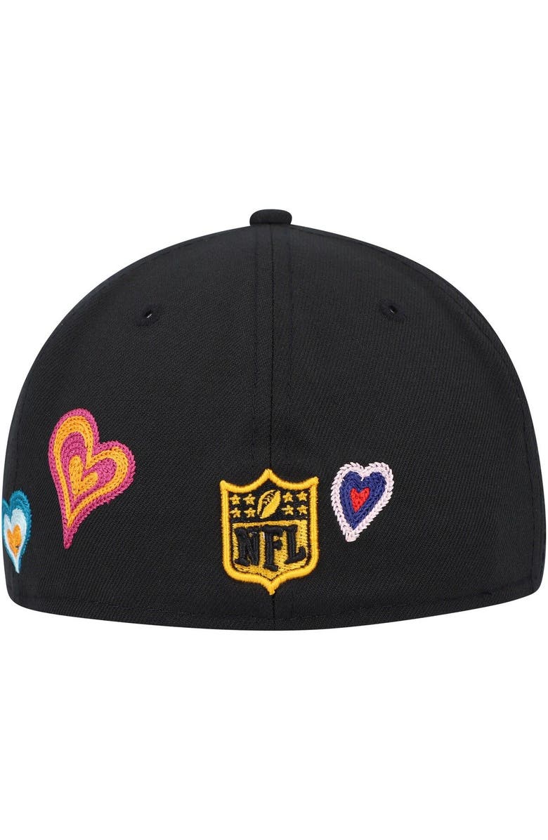 New Era Men's New Era Black Pittsburgh Steelers Chain Stitch Heart 59FIFTY Fitted Hat, Alternate, color, Black