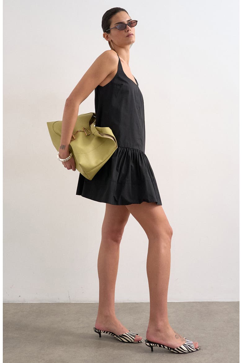 Drop Waist Cotton Poplin Minidress, Main, color, BLACK