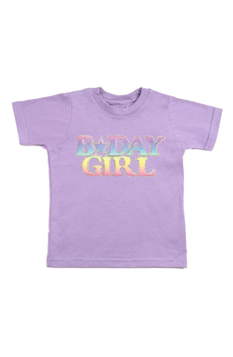 Sweet Wink Pastel Rainbow BDay Girl Patch Lavender Short Sleeve T-Shirt, Main, color, Lavender