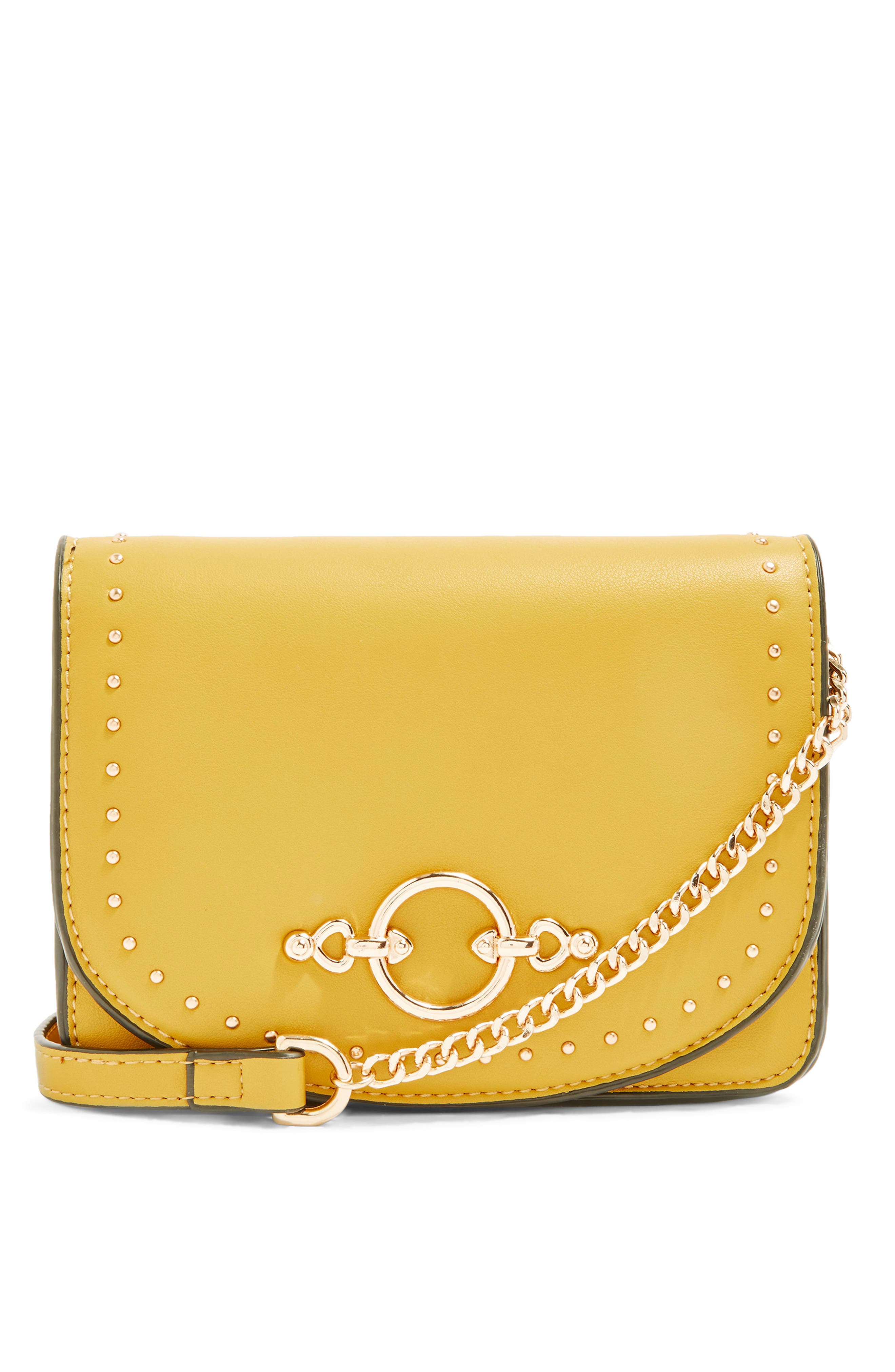 Osen Stud Circle Crossbody Bag, Main, color, YELLOW