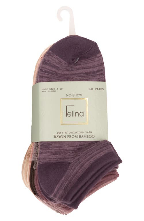Felina Assorted 10-pack No Show Socks In Purple Multi