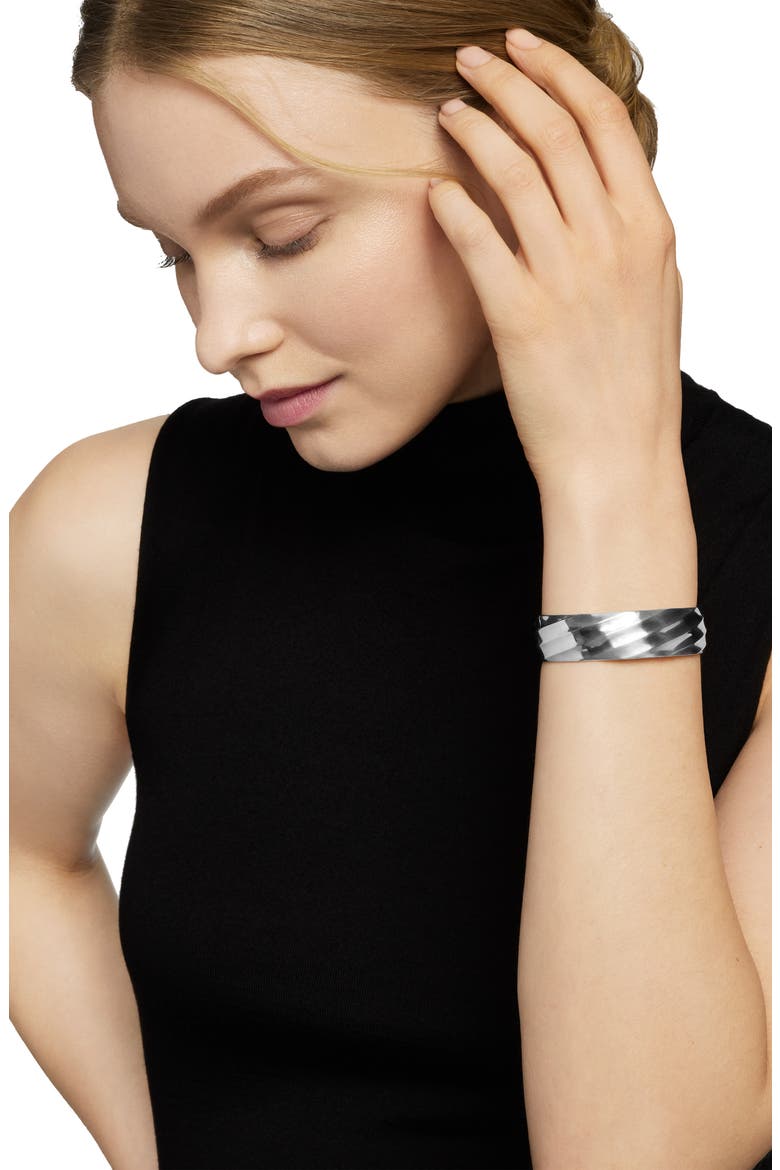 Cable Edge Cuff Bracelet in Recycled Sterling Silver, Alternate, color, STERLING SILVER