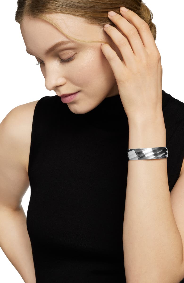 David Yurman Cable Edge Cuff Bracelet in Recycled Sterling Silver, Alternate, color, Sterling Silver