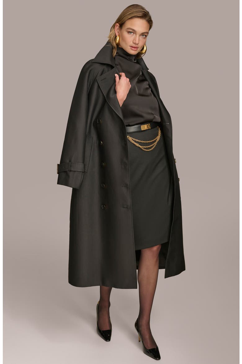 Double Breasted Trench Coat, Alternate, color, BLACK