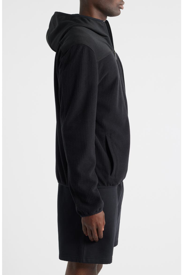 Full Zip Grid Fleece Jacket, Alternate, color, BLACK CAVIAR