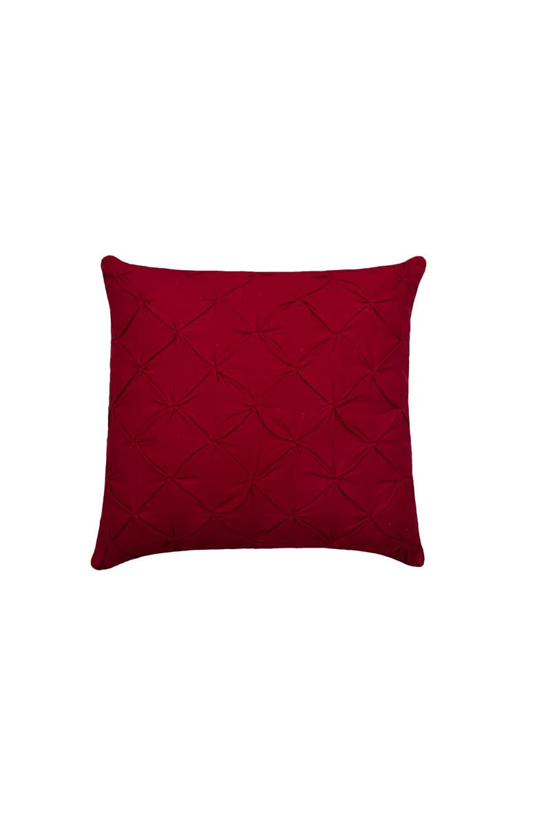 C&F Home Solid Color Diamond Tuck Cotton Decorative Throw Pillow With Insert, Main, color, Red