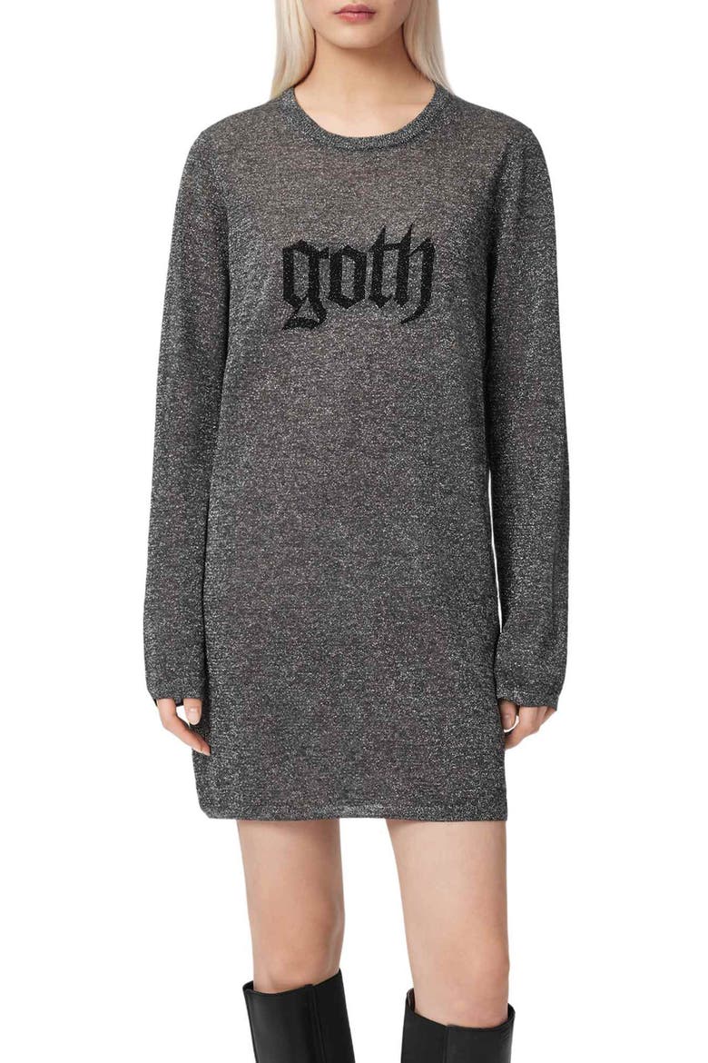 Deetz Metallic Sweater Dress, Alternate, color, FOGGY SILVER
