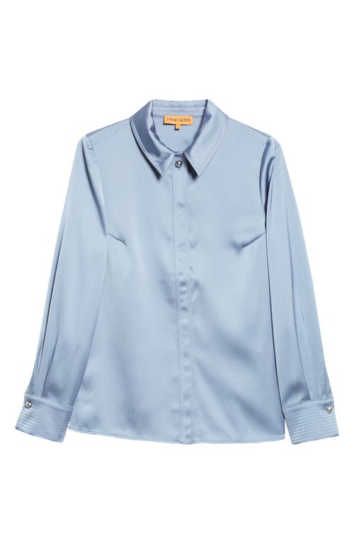 STINE GOYA STINE GOYA COLLARED FITTED RECYCLED POLYESTER SATIN BUTTON-UP SHIRT 
